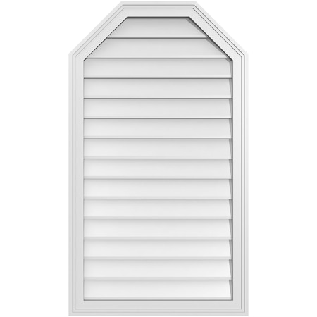 Ekena Millwork Octagonal Top Surface Mount PVC Gable Vent w/ 2"W x 1-1/2"P Brickmould Frame, 24"W x 42"H GVPOT24X4202SN